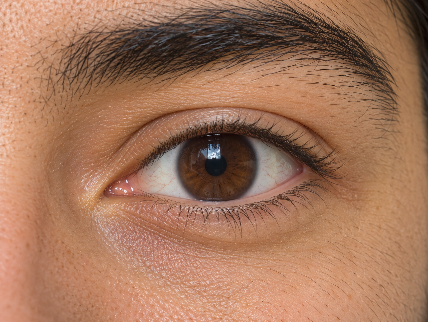 AI-generated realistic eye with the outer corner higher than the inner corner