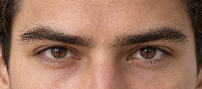 Measured double-eye crop from the AI-generated full-face Hunter Eyes example